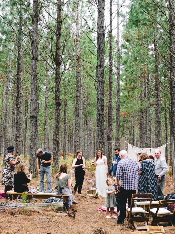 A forest wedding with a small group of family and friends